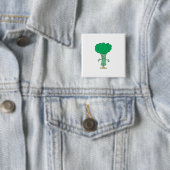 vrolijke gekke broccoli cartoon vierkante button 5,1 cm (In situ)