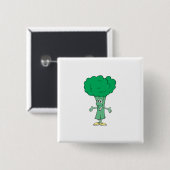 vrolijke gekke broccoli cartoon vierkante button 5,1 cm (Voorkant /achterkant)