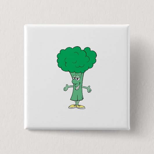 vrolijke gekke broccoli cartoon vierkante button 5,1 cm (Voorkant)