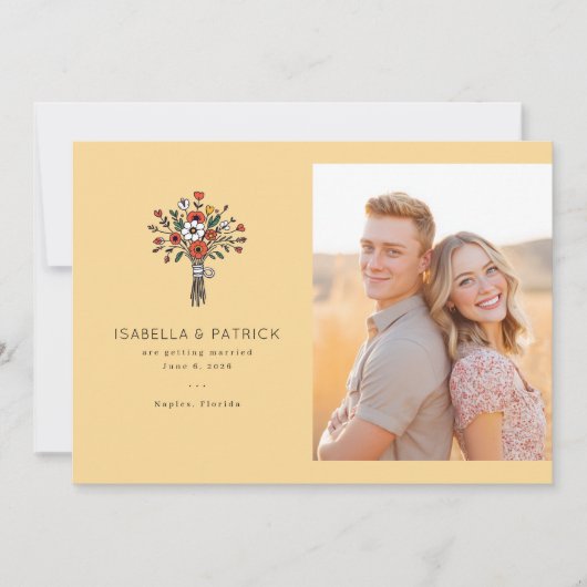 Vrolijke Gele Bloem Foto Save The Date (Voorkant)