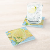 Vrolijke gele Calla Lily Glazen Onderzetter (Schuin)