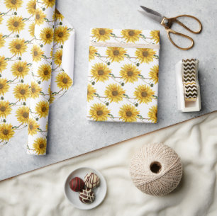 Vrolijke Gele en Witte Bloem Print Ambacht of Cadeaupapier