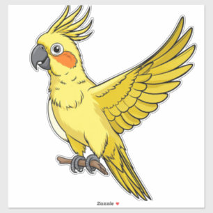 Vrolijke Gele Kaketoe Cartoon Sticker