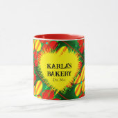 Vrolijke Gele & Rode Bloemen met Groene Mok (Midden)