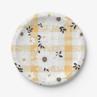 Vrolijke Gele Rut & Kleine Bloemen Borden Papieren Bordje