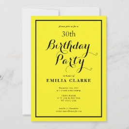 Vrolijke gele verjaardagsviering uitnodigen kaart