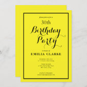 Vrolijke gele verjaardagsviering uitnodigen kaart (Voorkant / Achterkant)