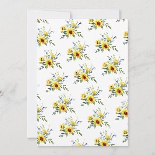 Vrolijke Gele Zonnebloem Bruidslunch Kaart (Achterkant)