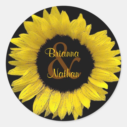 Vrolijke gele zonnebloem bruiloft Sticker (Voorkant)