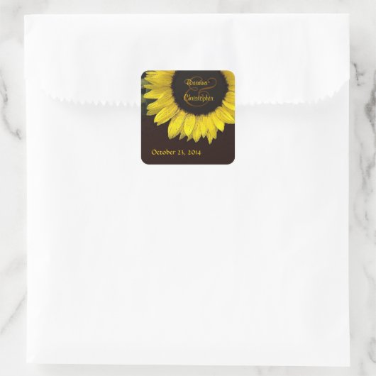 Vrolijke gele zonnebloem bruiloft Sticker (Tas)