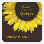 Vrolijke gele zonnebloem bruiloft Sticker (Voorkant)