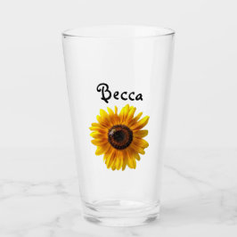 Vrolijke Gele Zonnebloem met Bij Gepersonaliseerd Glas