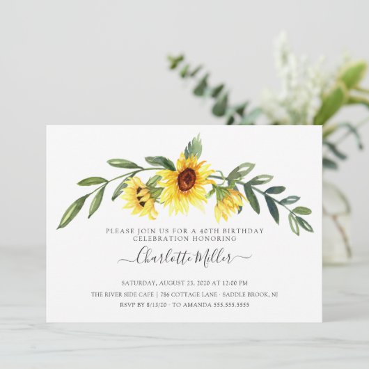 Vrolijke Gele Zonnebloem Verjaardagsfeest Kaart (Staand voorkant)