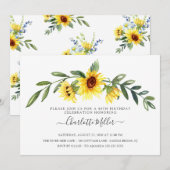 Vrolijke Gele Zonnebloem Verjaardagsfeest Kaart (Voorkant / Achterkant)