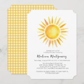 Vrolijke Gele Zonneschijn Gingham Baby shower Kaart (Voorkant / Achterkant)