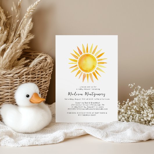 Vrolijke Gele Zonneschijn Gingham Baby shower Kaart