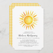 Vrolijke Gele Zonneschijn Gingham Baby shower Kaart (Voorkant / Achterkant)
