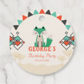 Vrolijke geometrische vormen Tribal Fox Verjaardag Bedankjes Labels (Achterkant)