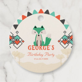 Vrolijke geometrische vormen Tribal Fox Verjaardag Bedankjes Labels