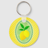Vrolijke gepersonaliseerde Sunny Yellow Lemon Sleutelhanger (Voorkant)