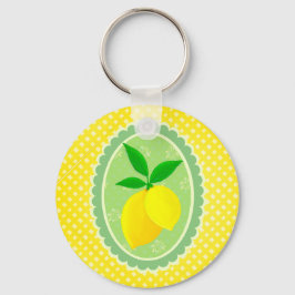 Vrolijke gepersonaliseerde Sunny Yellow Lemon Sleutelhanger