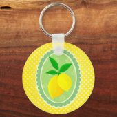 Vrolijke gepersonaliseerde Sunny Yellow Lemon Sleutelhanger (Voorkant)