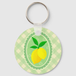 Vrolijke gepersonaliseerde Sunny Yellow Lemon Sleutelhanger