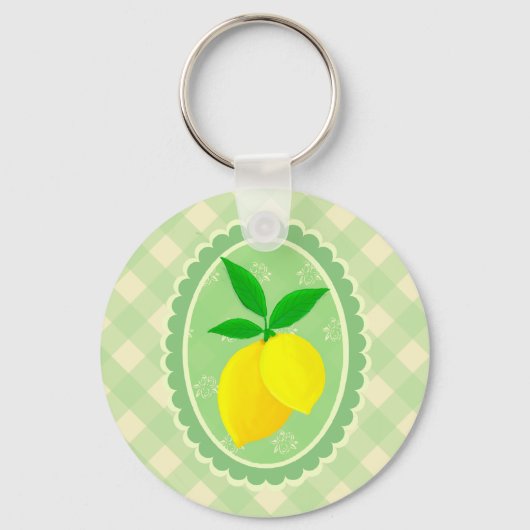 Vrolijke gepersonaliseerde Sunny Yellow Lemon Sleutelhanger (Voorkant)