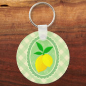 Vrolijke gepersonaliseerde Sunny Yellow Lemon Sleutelhanger (Voorkant)