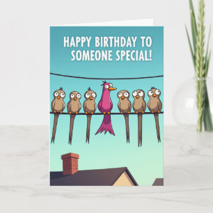 Vrolijke Gezette Vogels Verjaardagskaart Kaart