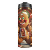 Vrolijke Gingbread Scene Thermosbeker (Voorkant)