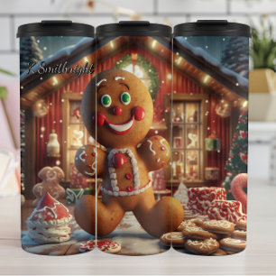 Vrolijke Gingbread Scene Thermosbeker