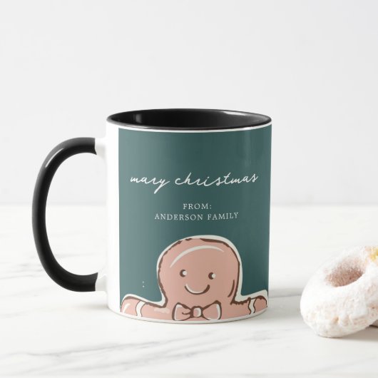 Vrolijke GingerBreadMan Metal GreenMerry Christmas Mok (Met donut)
