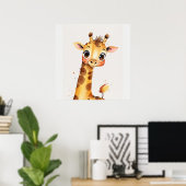 Vrolijke Giraffe kwekerij Waterverf schilderij Poster (Thuiskantoor)