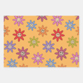 Vrolijke glimlachende kleurrijke bloemetjes op sin inpakpapier vel (Voorkant 2)