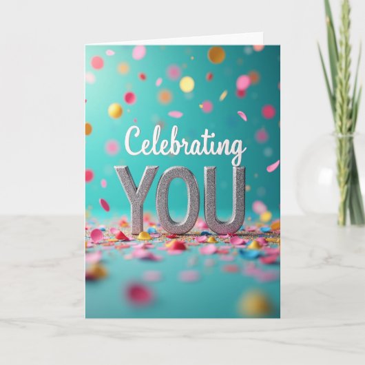 Vrolijke Glitter Script Kaart (Voorkant)