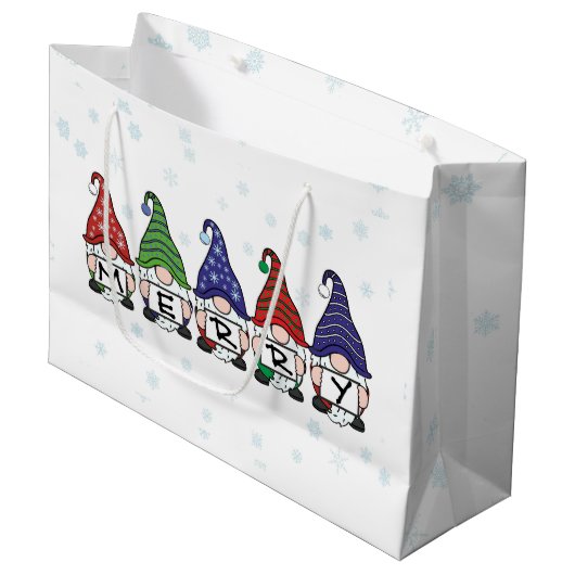 Vrolijke Gnomen Groot Cadeauzakje (Voorkant Gekanteld)
