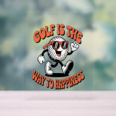 Vrolijke golfbal mascotte acryl bord (Neutraal)