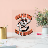 Vrolijke golfbal mascotte acryl bord (Huwelijk)