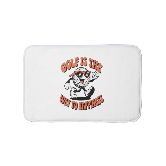 Vrolijke golfbal mascotte badmat (Voorkant)