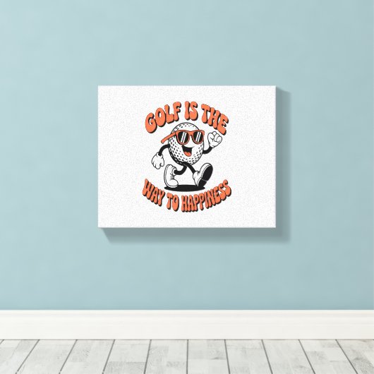 Vrolijke golfbal mascotte canvas afdruk (Insitu (Houten vloer))