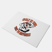 Vrolijke golfbal mascotte deurmat (Schuin)