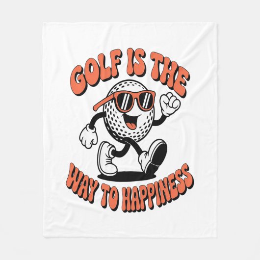 Vrolijke golfbal mascotte fleece deken (Voorkant)