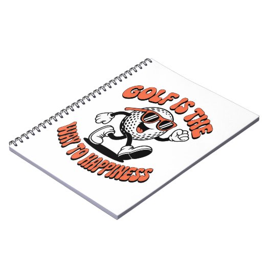 Vrolijke golfbal mascotte notitieboek (Linkerzijde)