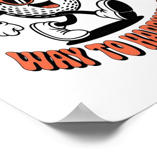 Vrolijke golfbal mascotte poster (Hoek)