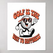 Vrolijke golfbal mascotte poster (Voorkant)