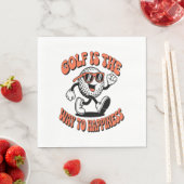 Vrolijke golfbal mascotte servet (Insitu)