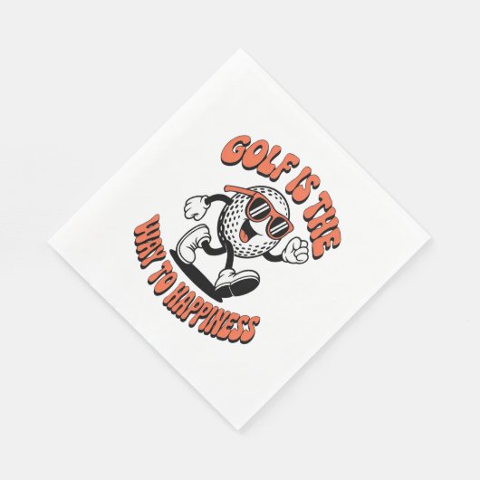 Vrolijke golfbal mascotte servet (Hoek)