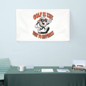 Vrolijke golfbal mascotte spandoek (Beurs)