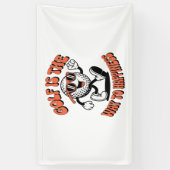 Vrolijke golfbal mascotte spandoek (Verticaal)